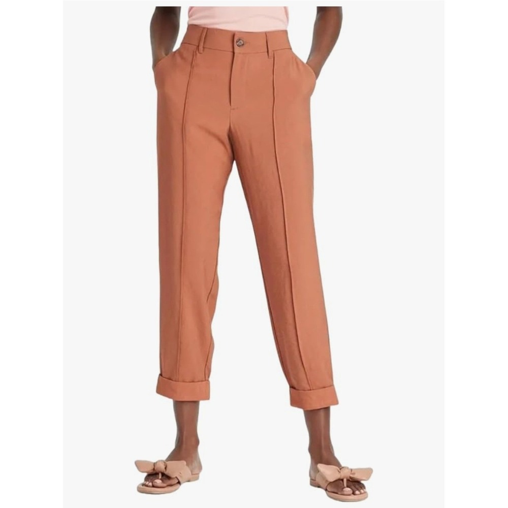 A New Day Women's Terra Cotta High Waisted Pleated Ankle Pants Size 14